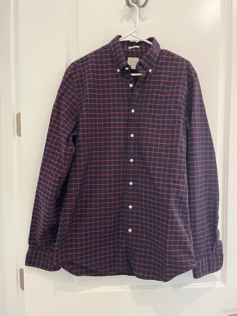 Vintage J. Crew Navy Shirt with Red Windowpane Check